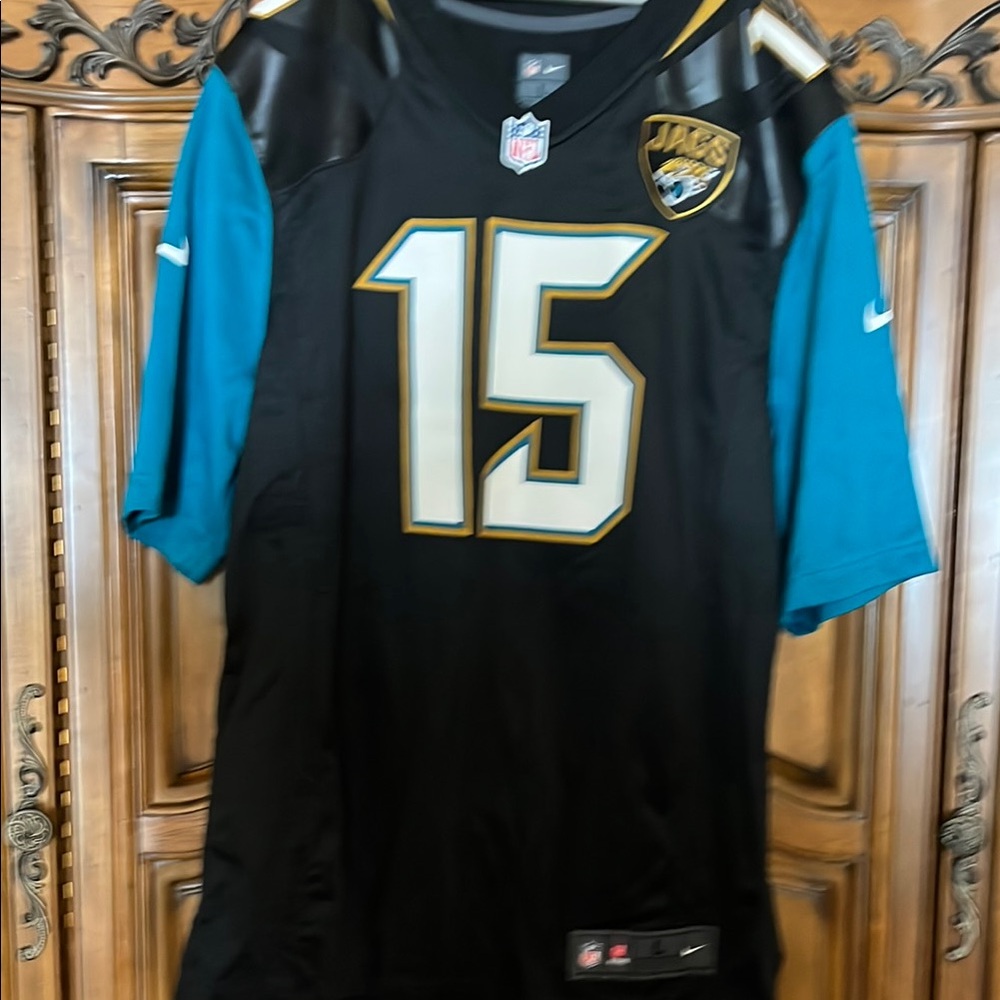 NFL Jaguars Black and Teal Number 15 Jersey